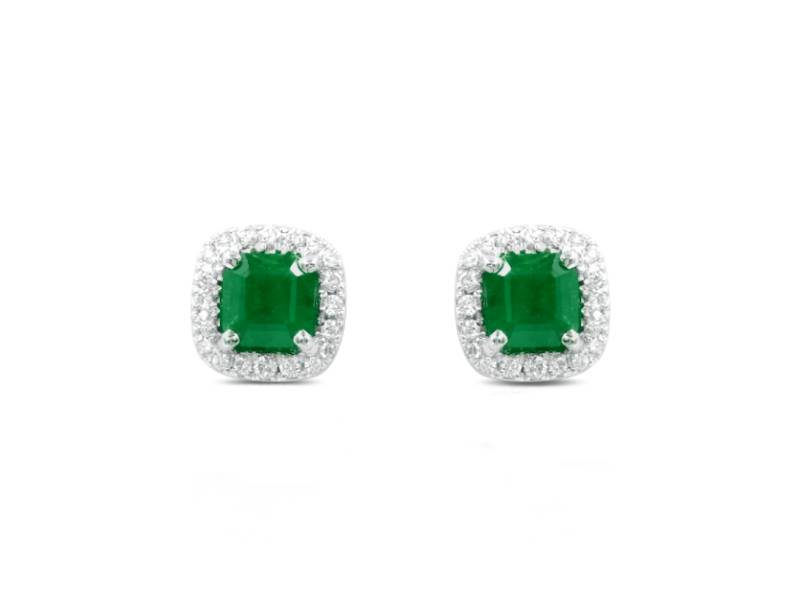 18KT WHITE GOLD STUD EARRINGS WITH DIAMONDS AND EMERALDS COLORE GIANNI CARITA’ FO857/OBS
