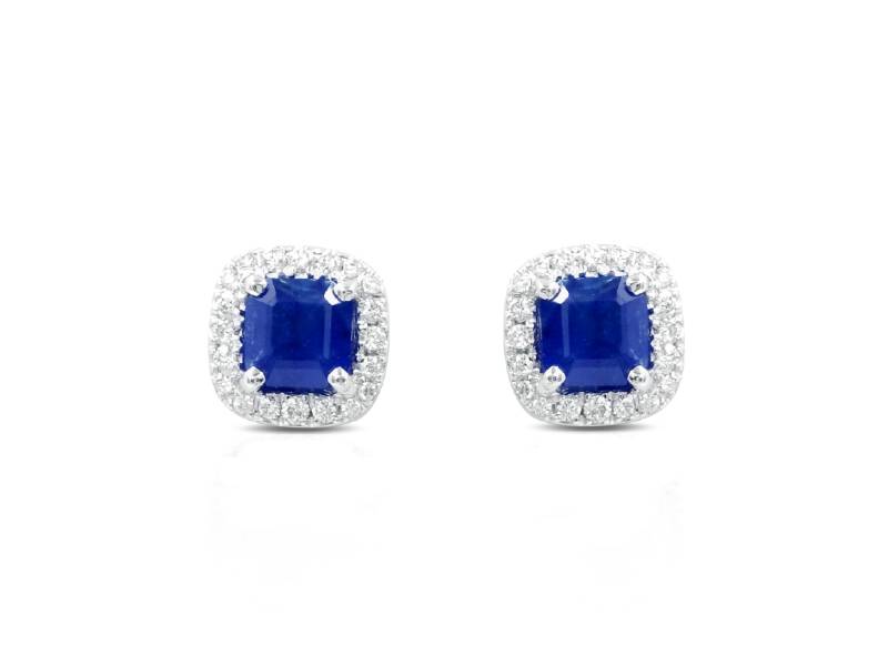 18KT WHITE GOLD STUD EARRINGS WITH DIAMONDS AND SAPPHIRE GIANNI CARITA’ FO857/OBZ