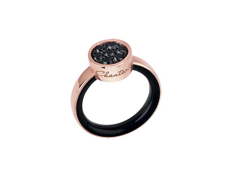 ROSE GOLD,BLACK ENAMEL AND BLACK DIAMONDS RING PAILLETTES CHANTECLER 411138