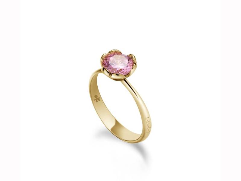 ANELLO ORO GIALLO 9 KT E QUARZO ROSA DI SINTESI LOVELY LE BEBE’ LBB600