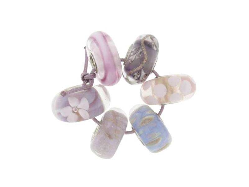 SET 6 BEADS TONI DEL ROSA E VIOLA TROLLBEADS 1