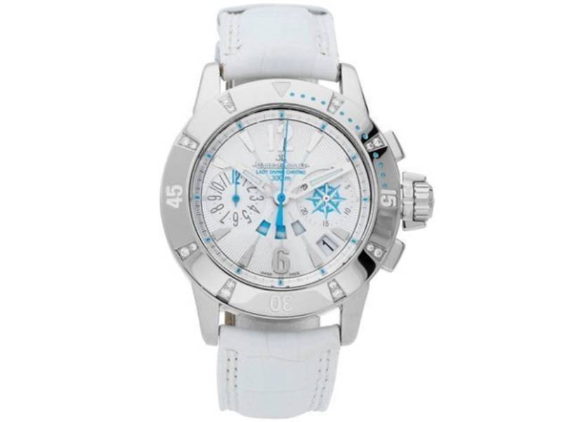 CHRONOGRAPH AUTOMATIC WOMEN’S WATCH STEEL/LEATHER WITH DIAMONDS MASTER COMPRESSOR DIVING JAEGER LECOULTRE Q1888420