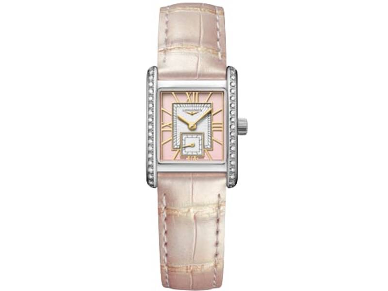 QUARTZ WOMEN’S WATCH STEEL/LEATHER WITH DIAMONDS MINI DOLCEVITA LONGINES L5.200.0.99.2