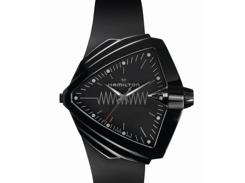 OROLOGIO UOMO QUARZO ACCIAIO RIVESTIMENTO PVD NERO/CAUCCIU’ XXL BRIGHT VENTURA HAMILTON H24604330