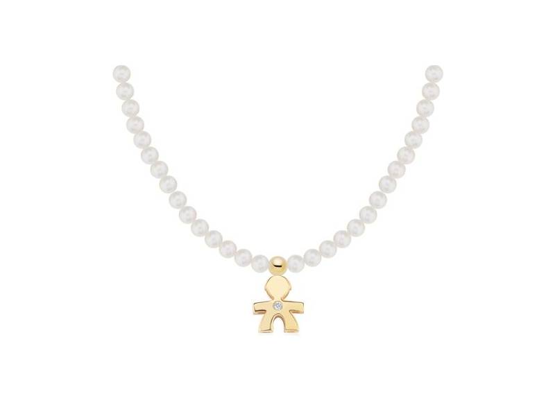 COLLANA ORO GIALLO 9KT CON PERLE E DIAMANTE BIMBO LE PERLE LE BEBE’ LBB820