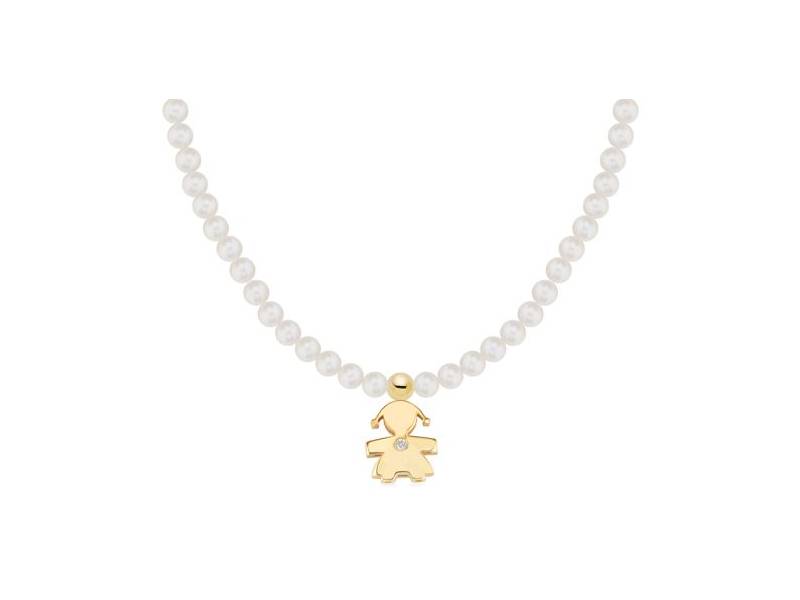 COLLANA ORO GIALLO 9KT CON PERLE E DIAMANTE BIMBA LE PERLE LE BEBE’ LBB821