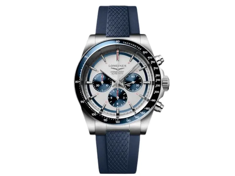 OROLOGIO UOMO AUTOMATICO ACCIAIO/CAUCCIU’ CRONOGRAFO CONQUEST LONGINES L3.835.4.98.9