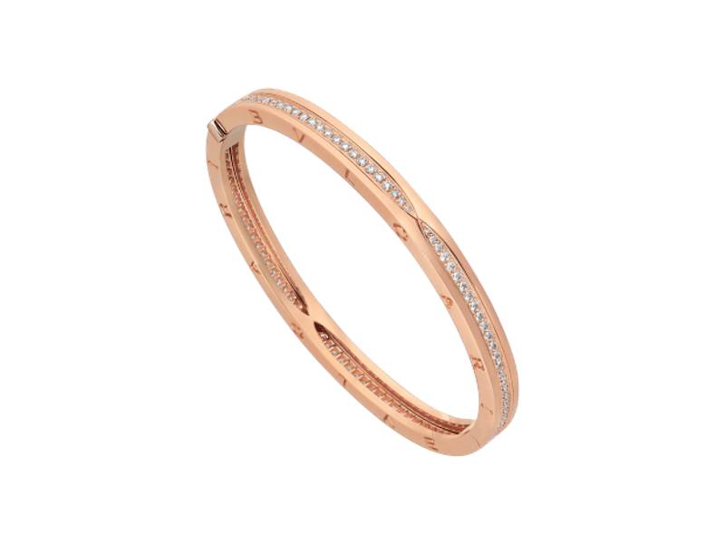 BRACCIALE RIGIDO ORO ROSA CON PAVE’ DI DIAMANTI BZERO1 BULGARI BR857372
