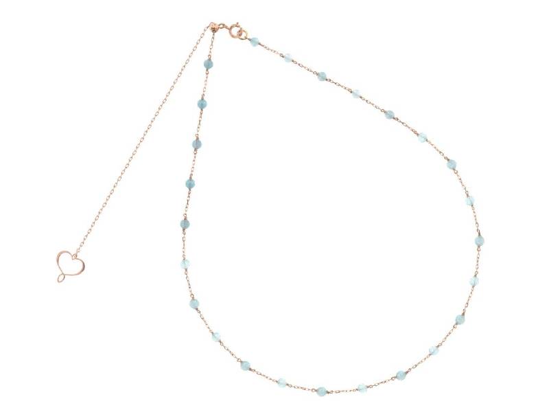 GIROCOLLO IN ORO 18 CARATI CON CATENA E PIETRE DI ACQUAMARINA AURUM MAMAN ET SOPHIE GHPTAAM