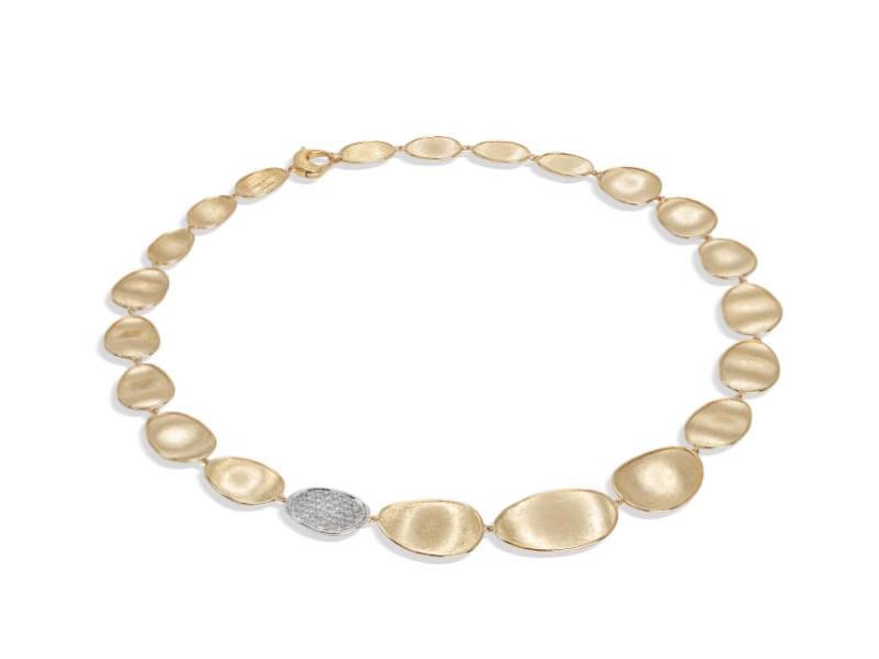 GIROCOLLO IN ORO GIALLO CON 1 ELEMENTO IN ORO BIANCO E PAVE’ DI DIAMANTI LUNARIA MARCO BICEGO CB1975-B