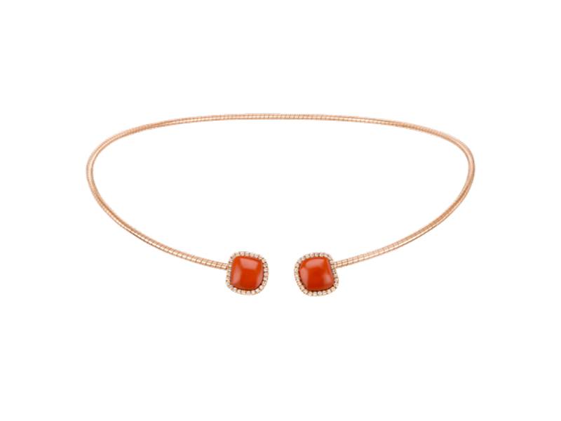 CHOKER IN ORO ROSA, DIAMANTI E CORALLO ROSSO ENCHANTE’ CHANTECLER 41652
