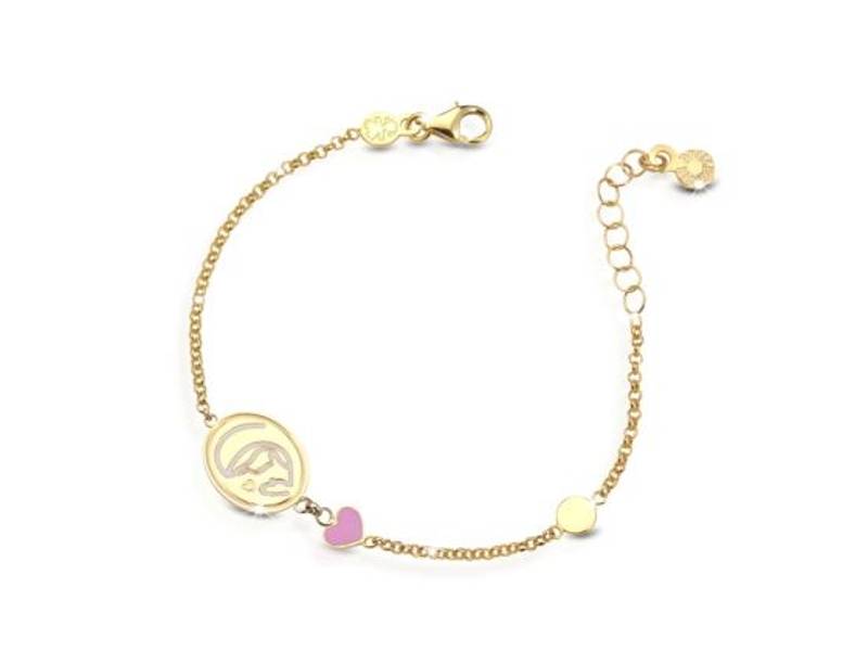 BRACCIALE PROTEGGIMI ORO GIALLO 9KT CON MADONNINA E CUORE PRIMEGIOIE LE BEBE’ PMG085