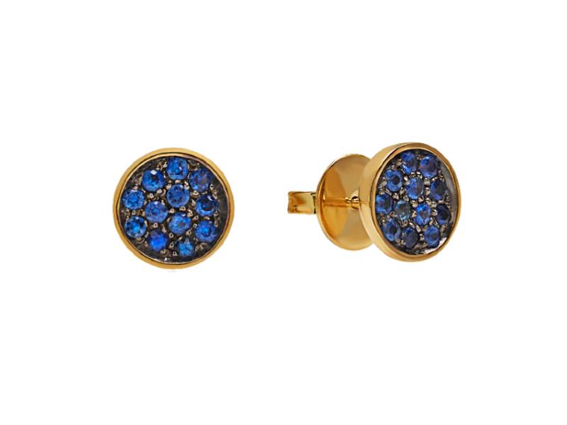 ORECCHINI COPRILOBO IN ORO GIALLO E PAVE’ DI ZAFFIRI BLU PAILLETTES CHANTECLER 42316