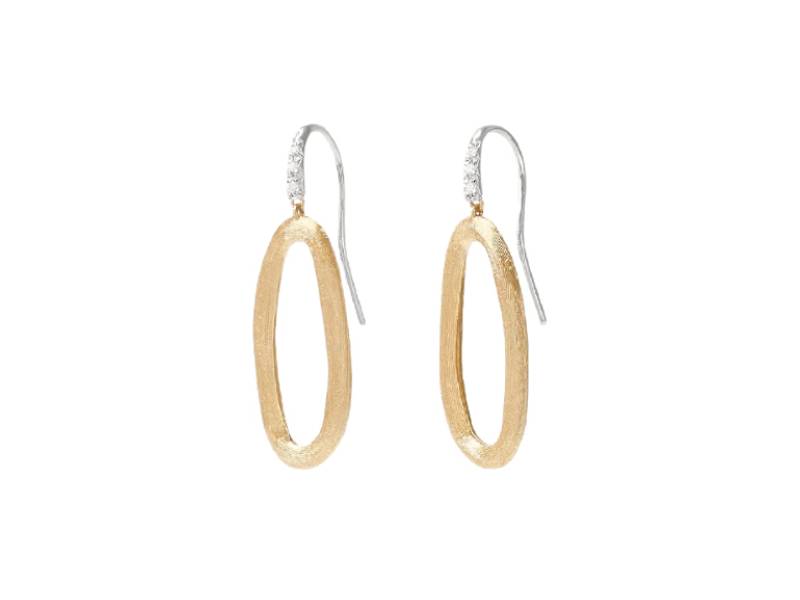 ORECCHINI PENDENTI A OVALE IN ORO GIALLO CON AMO IN ORO BIANCO E DIAMANTI JAIPUR LINK OB1808