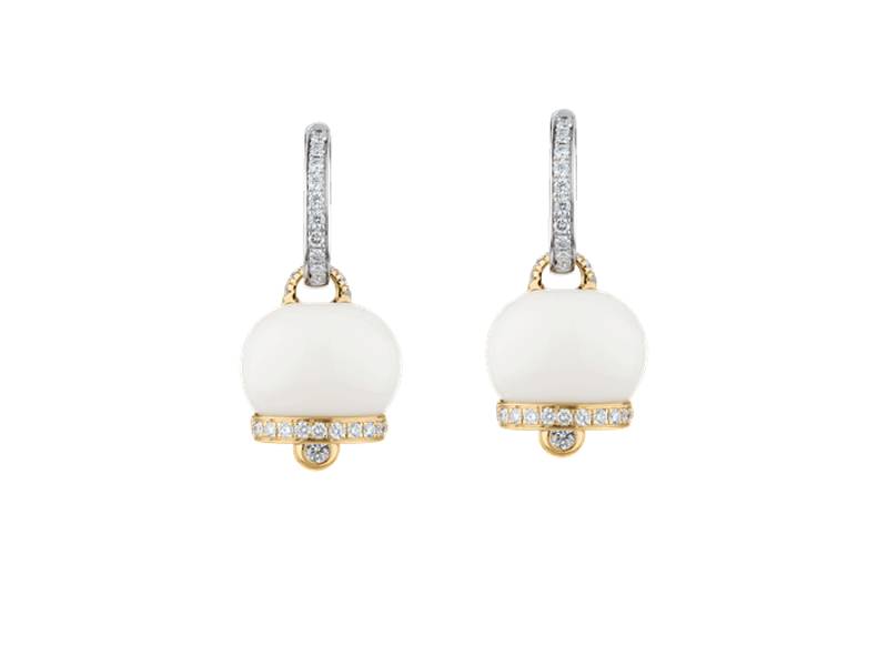 ORECCHINI CAMPANELLA MEDI IN ORO BIANCO E GIALLO CON DIAMANTI E KOGOLONG CAMPANELLE CHANTECLER 31785