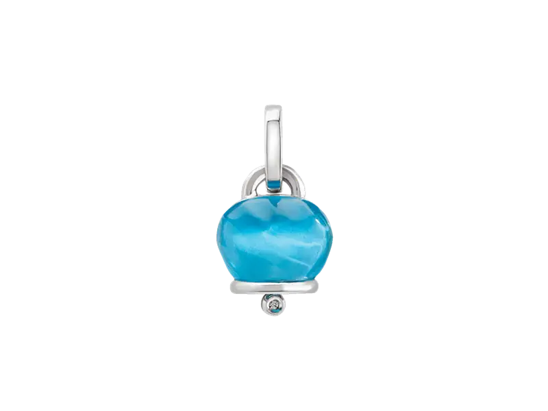 MEDIUM PENDANT “CAMPANELLA” SILVER AND HAND-FACET BLU TOPAZ RESIN WITH ONE DIAMOND ET VOILA’ CHANTECLER 43003