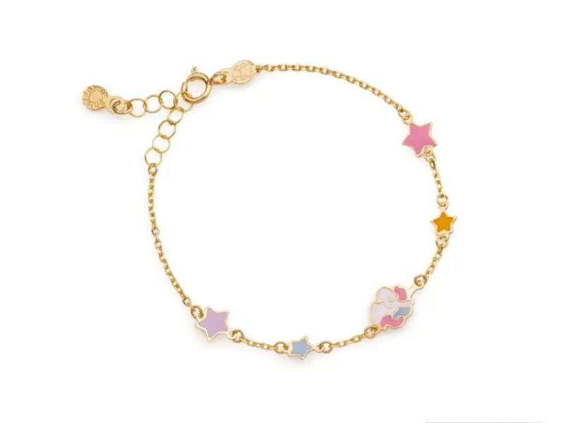 BRACCIALE TOYS ORO GIALLO 9KT CON UNICORNO E STELLINE PRIMEGIOIE LE BEBE’ PMG175