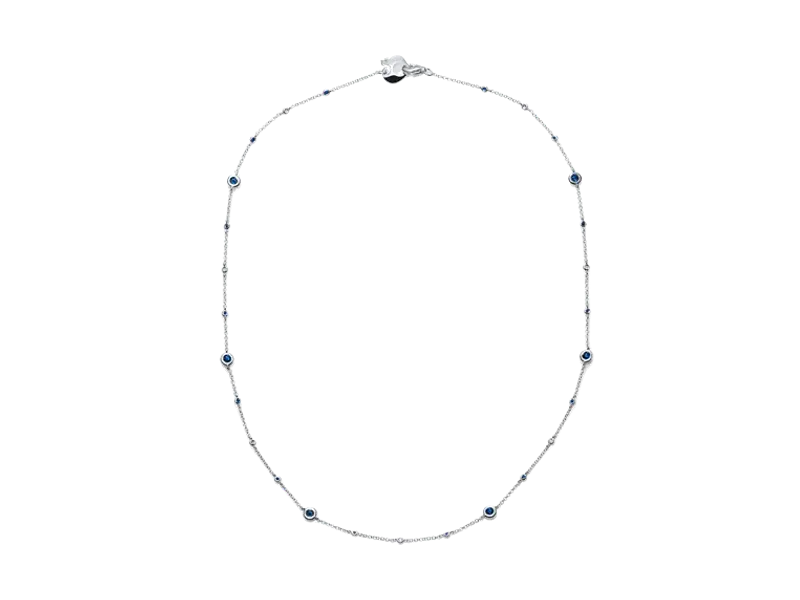 18KT WHITE GOLD SHORT NECKLACE WITH DIAMONDS AND SAPPHIRES  ACCESSORI CHANTECLER 35122