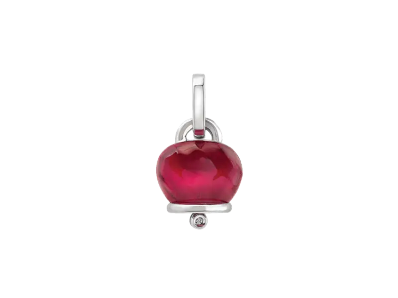 MEDIUM PENDANT “CAMPANELLA” SILVER AND HAND-FACET BURGUNDY RESIN WITH ONE DIAMOND ET VOILA’ CHANTECLER 43210