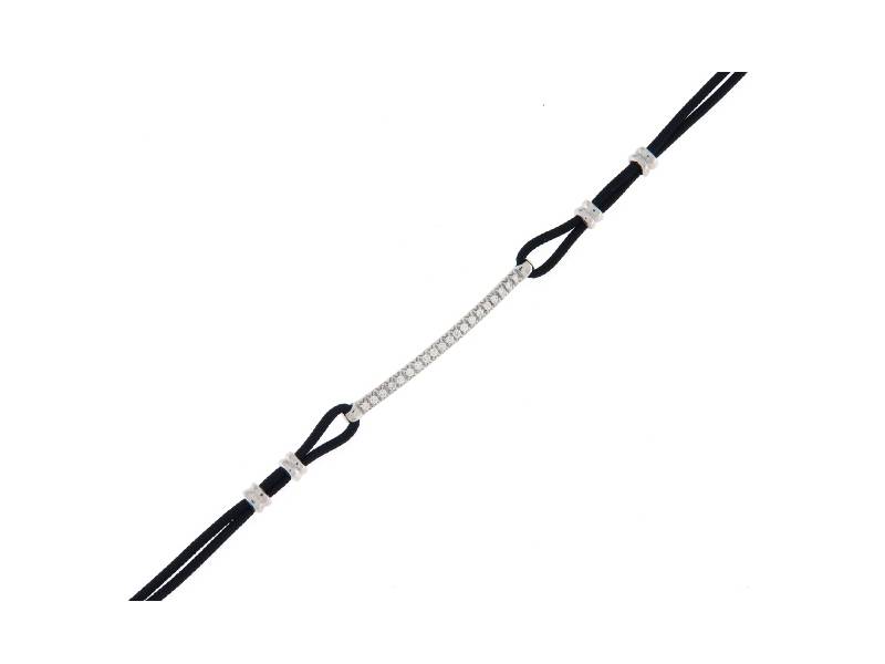 WHITE GOLD BAR BRACELET WITH WHITE DIAMONDS AND NAUTICAL ROPE GIOVEPLUVIO B611 BIG