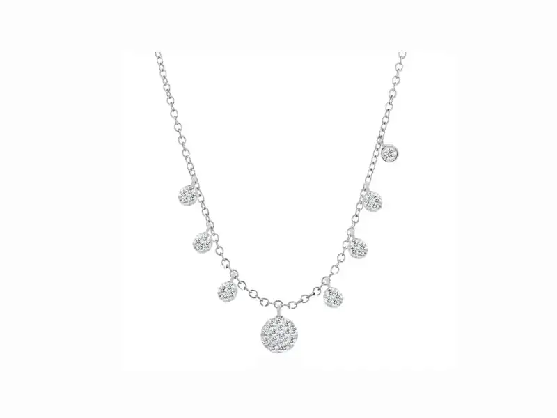 18KT WHITE GOLD NECKLACE WITH DIAMOND PAVE’ PENDANTS MEIRA T. N11845