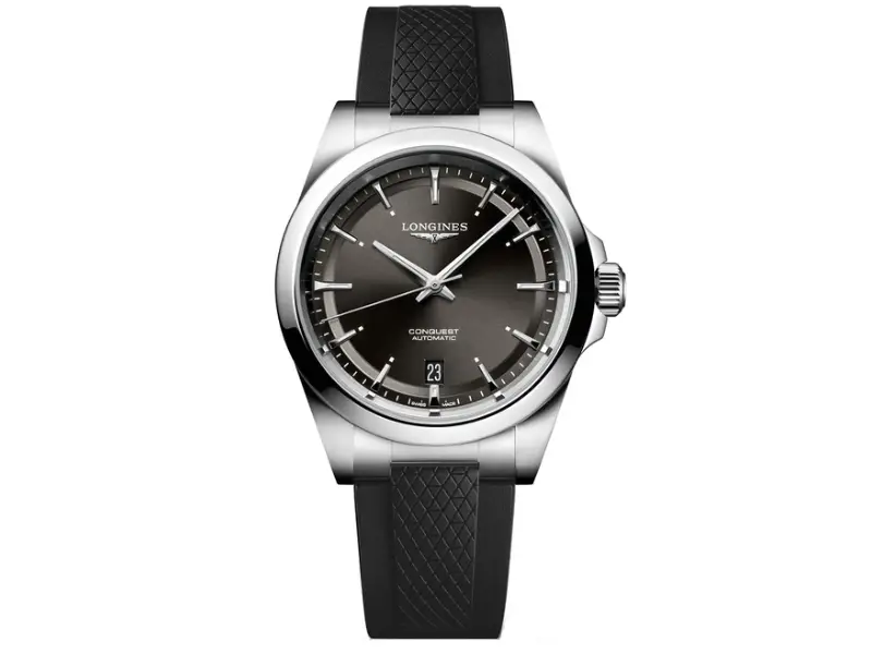 OROLOGIO UOMO AUTOMATICO ACCIAIO/CAUCCIU’ CONQUEST LONGINES L3.720.4.52.9