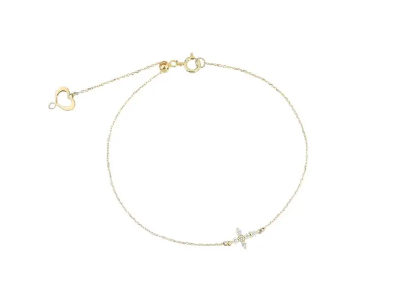 BRACCIALE IN ORO GIALLO 18KT CON CROCE CENTRALE IN PAVE’ DI DIAMANTI BRILLANDO MAMAN ET SOPHIE BPBRLCRB