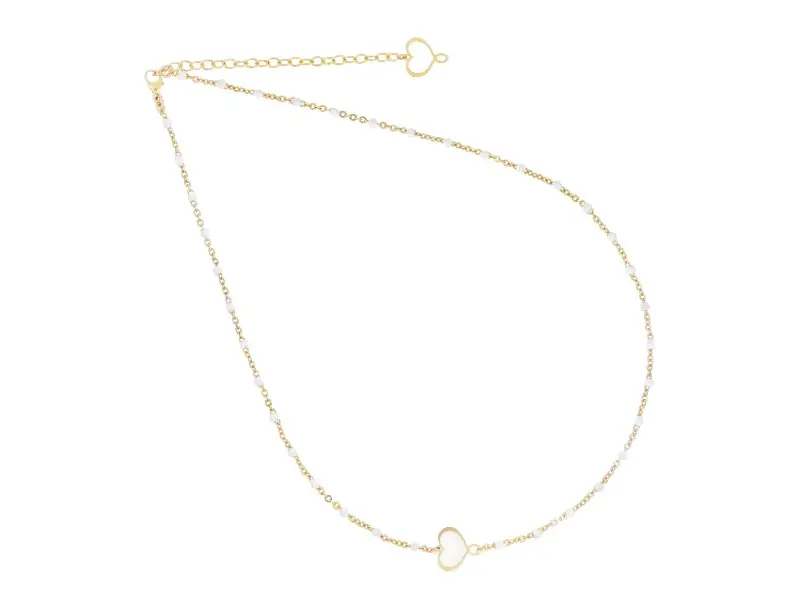 GIROCOLLO IN ARGENTO GALVANICA ORO GIALLO CON SMALTO BIANCO MS MAMAN ET SOPHIE GCMES01MS