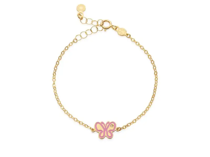 BRACCIALE LUCCIOLE IN ORO GIALLO 9KT CON FARFALLA E DIAMANTE PRIMEGIOIE LE BEBE’ PMG203