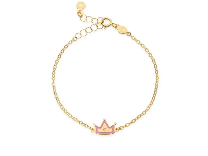 BRACCIALE LUCCIOLE IN ORO GIALLO 9KT CON CORONA E DIAMANTE PRIMEGIOIE LE BEBE’ PMG201