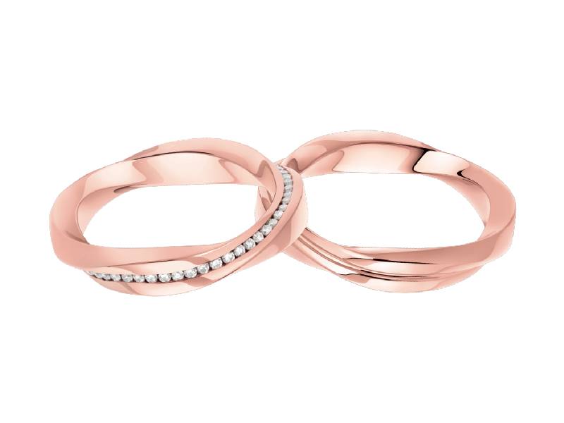 COPPIA FEDI ORO ROSA CON DIAMANTI ROSA POLELLO 3229 DR – 3229 UR