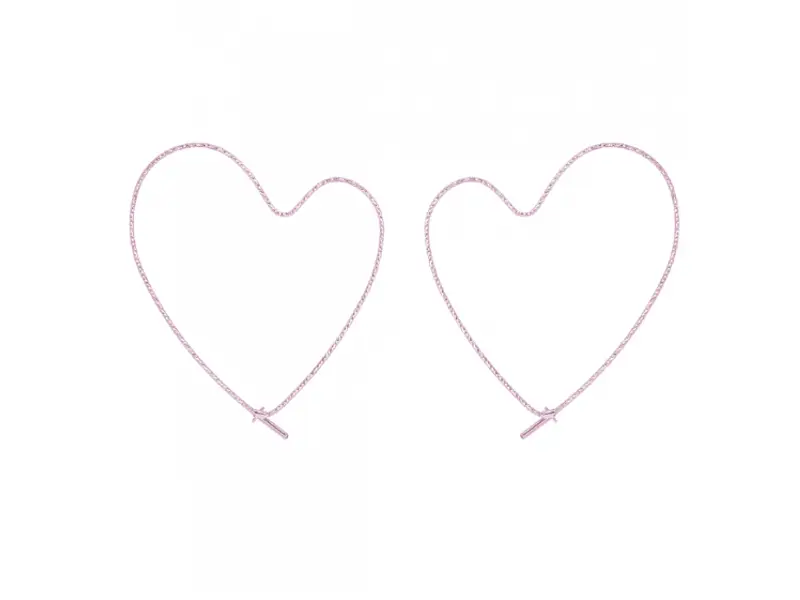 18KT ROSE GOLD SMALL HEART EARRINGS LOVE MAGICWIRE OR248/OR