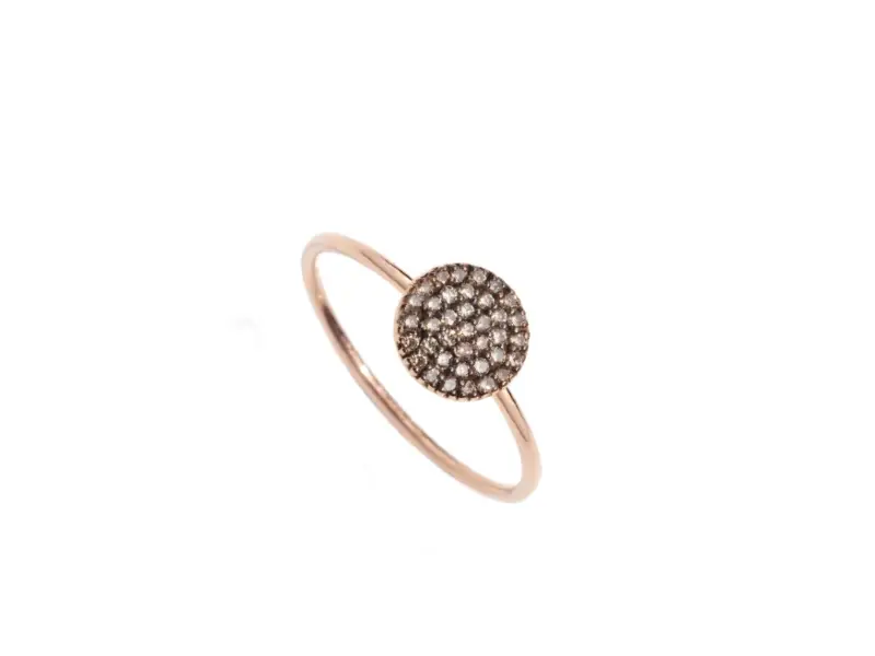 18KT ROSE GOLD RING WITH BROWN DIAMONDS PAVE’ DIAMONDS PAILLETTES BURATO BQ960