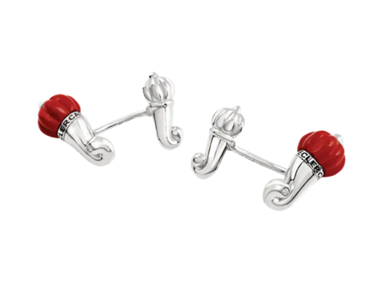 GEMELLI ARGENTO CORNO PICCOLO CON BIORESINA COLOR CORALLO ET VOILA’ CHANTECLER 44060