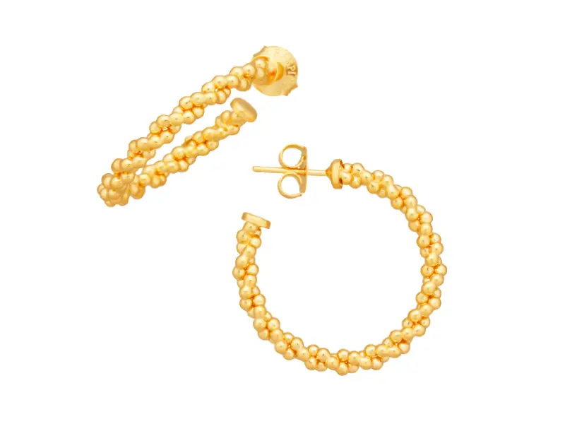 ORECCHINI A CERCHIO IN ARGENTO DORATO TRECCIA MEDI GIOVANNI RASPINI 12364