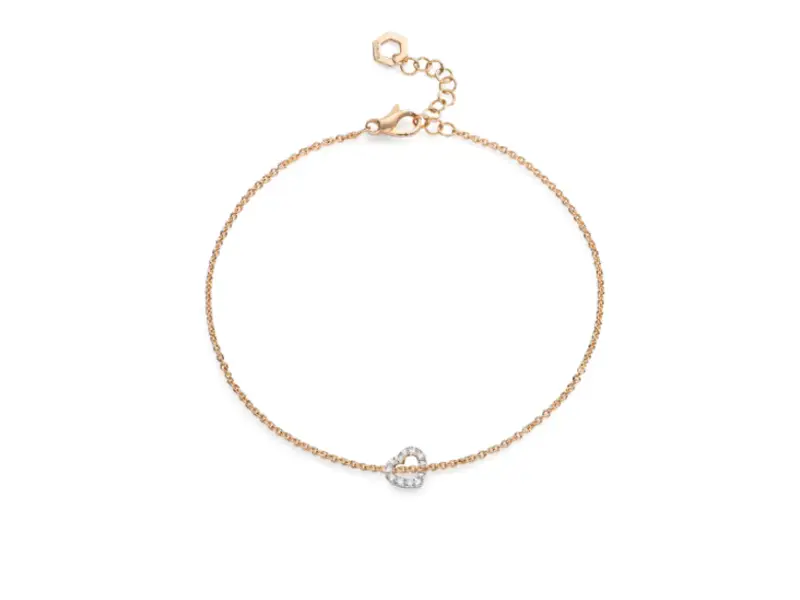 18KT YELLOW GOLD BRACELET WITH DIAMONDS HEART CON AMORE BURATO CY591