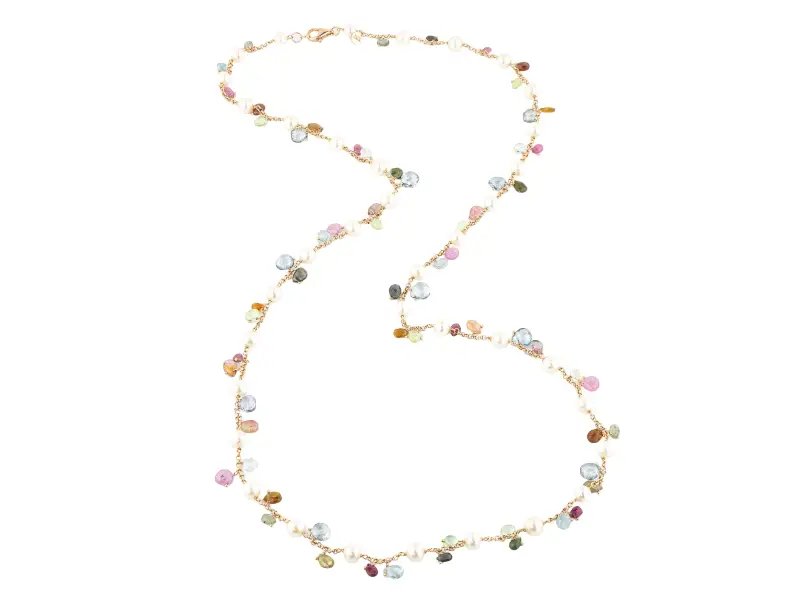 COLLANA LUNGA IN ARGENTO GALVANICA ORO ROSA CON PIETRE SEMIPREZIOSE E PERLE COLTIVATE SOLAR CTS7R 5