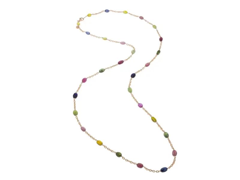 COLLANA LUNGA IN ARGENTO GALVANICA ORO ROSA CON PIETRE SEMIPREZIOSE SOLAR CTS2BR 5