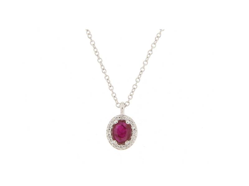 18KT WHITE GOLD NECKLACE WITH PENDANT IN RUBY AND DIAMONDS JUNIOR B PESI3000
