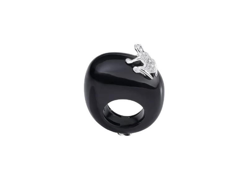 ANELLO HAPPY FROG NERO ORO BIANCO E DIAMANTI DADA ARRIGONI DHF06ANTNBBDI