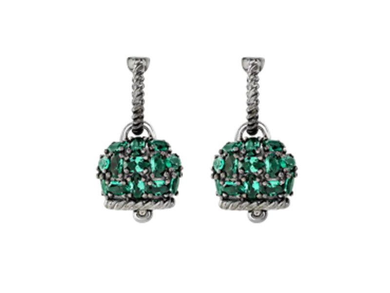 ORECCHINI CAMPANELLA MEDIA CON SIAMITI IN ARGENTO BRUNITO ET VOILA’ CHANTECLER 44323