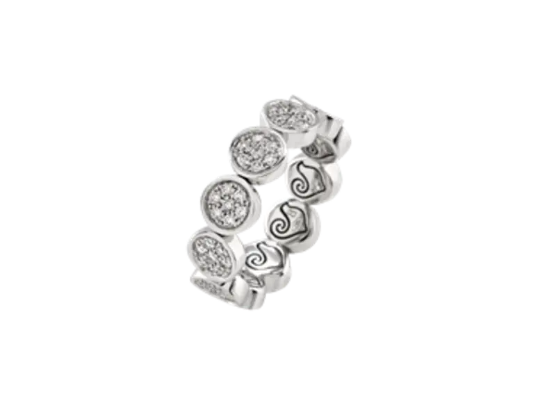 ANELLO VERETTA ORO BIANCO E DIAMANTI BIANCHI PAILLETTES CHANTECLER 44374