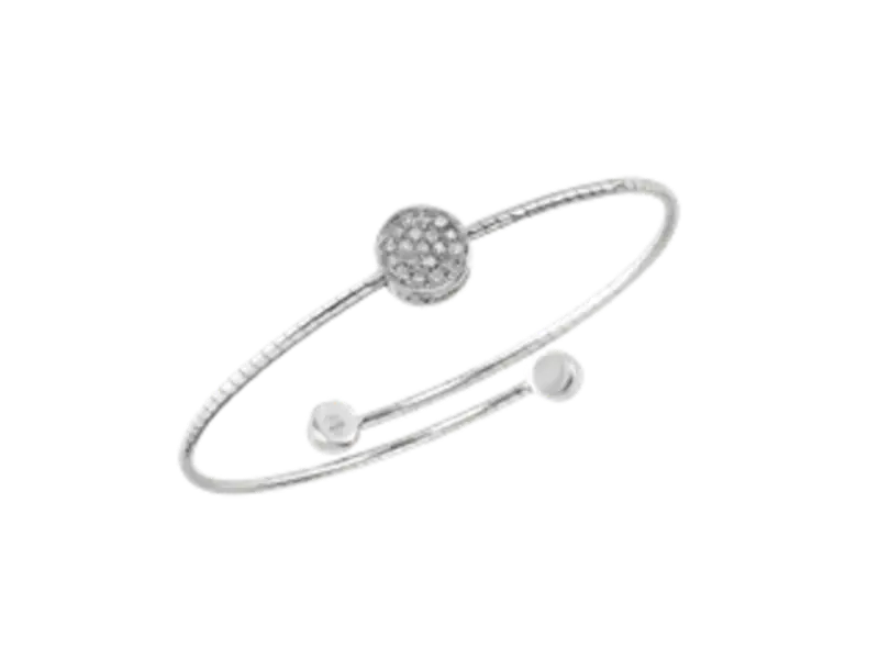 BRACCIALE A MOLLA IN ORO BIANCO, PAVE’ DI DIAMANTI E SMALTO BIANCO PAILLETTES CHANTECLER 44404