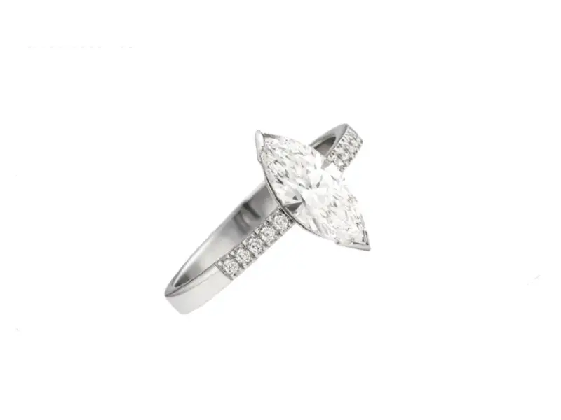 ANELLO SOLITARIO ORO BIANCO E DIAMANTI CON DIAMANTE CENTRALE CT 1,18 H VVS2 JB59760