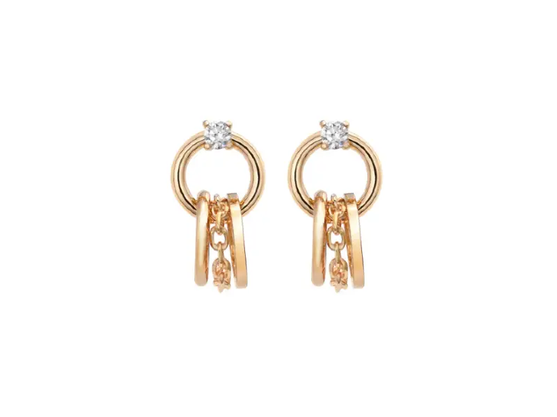 ORECCHINI IN ORO GIALLO CON CERCHI CHARMS E DIAMANTE SOLITARIO CIRCLE SOLITAIRE Y BURATO DA709 – DA710