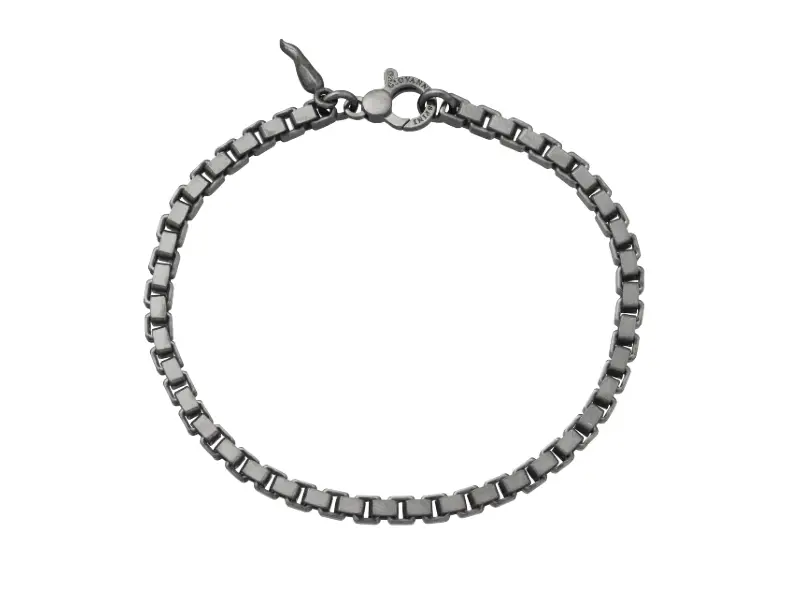 BRACCIALE UOMO IN ARGENTO RODIATO NERO MAGLIA QUADRA BLACK GIOVANNI RASPINI 12398