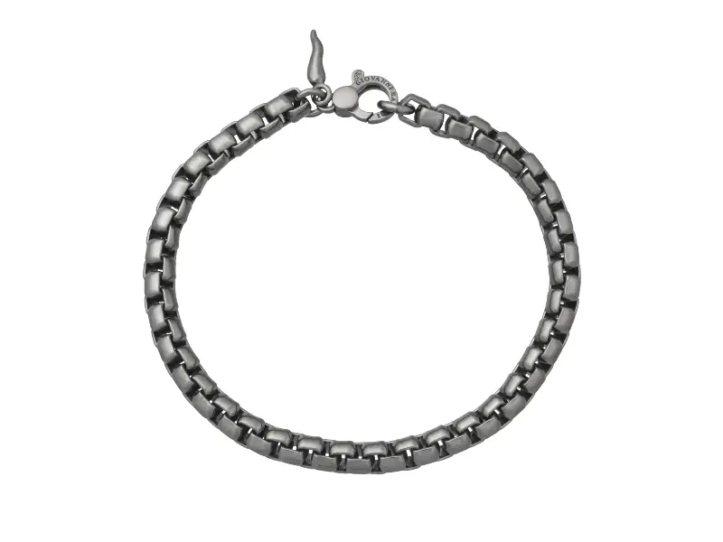 BRACCIALE UOMO IN ARGENTO RODIATO NERO MAGLIA VENEZIANA BLACK GIOVANNI RASPINI 12399