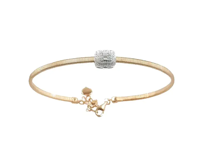 BRACCIALE RIGIDO IN ORO GIALLO CON ELEMENTO CENTRALE IN ORO GIALLO E DIAMANTI GOLD GIANNI CARITA’ FB349/OG