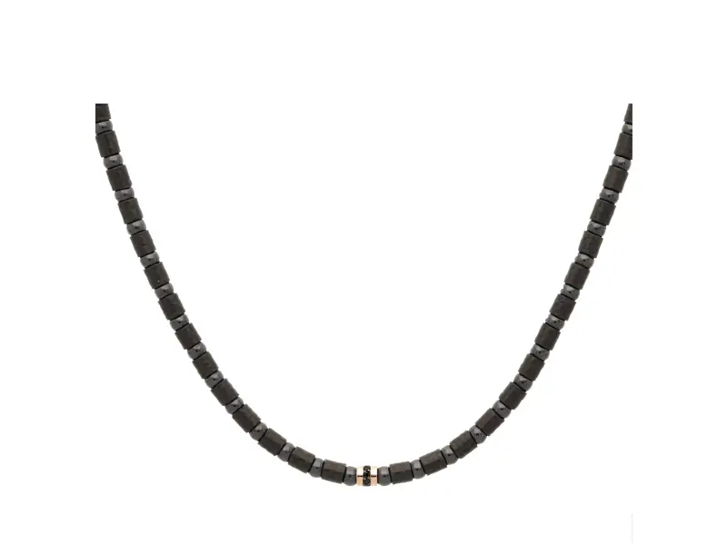 GIROCOLLO DA UOMO IN CARBONIO E CERAMICA NERA CON 1 ELEMEMTO IN ORO ROSA E DIAMANTI NERI ROBERTO DEMEGLIO 9C2N1DNOR