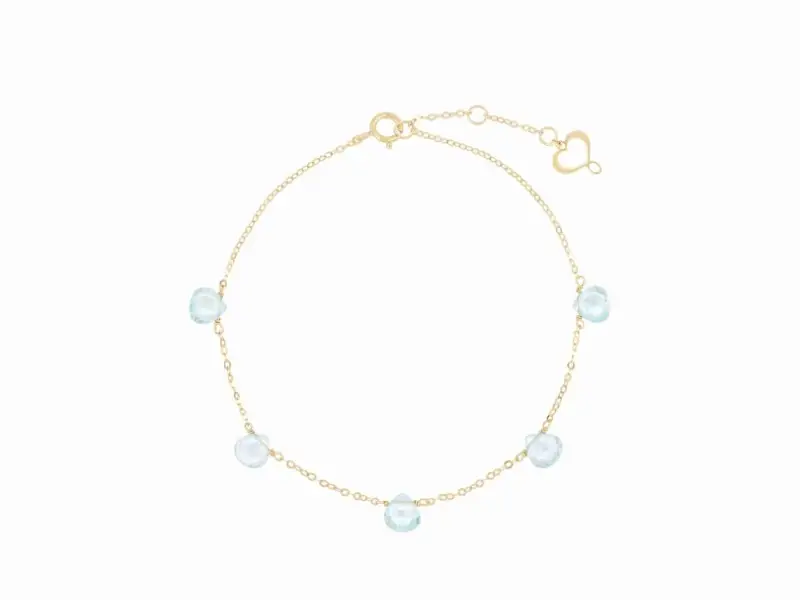 BRACCIALE IN ORO GIALLO 18KT CON CINQUE GOCCE DI TOPAZIO AZZURRO GOCCE DI ENERGIA MAMAN ET SOPHIE BRDRP5TA